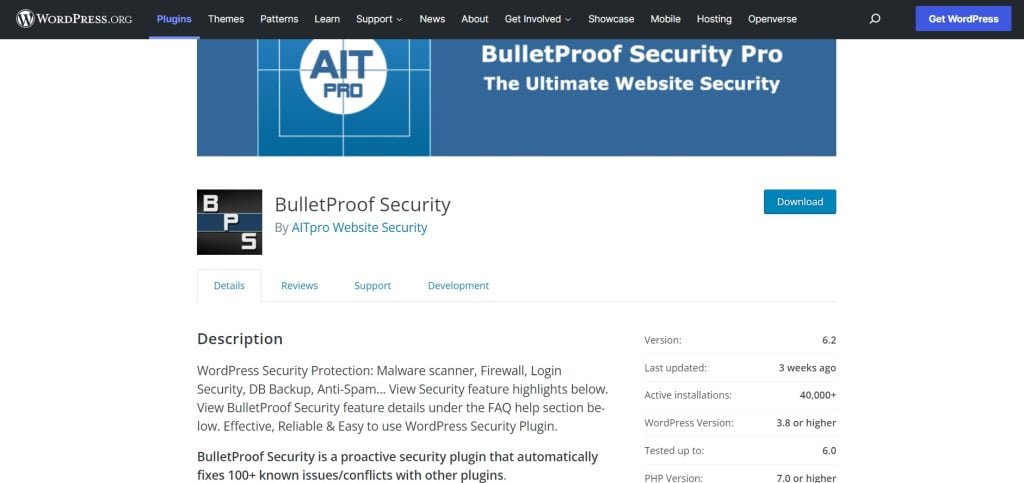 Bulletproof security WordPress Security plugins
