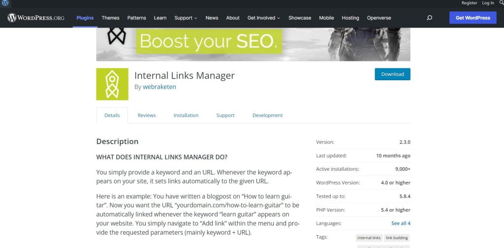 Internal Links Manager
Link manager